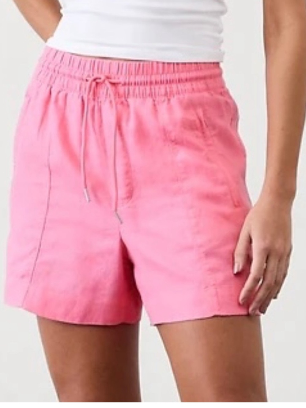 ATHLETA Retreat Linen Mid Rise 4" Short. Raphanous Pink. XL